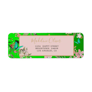 Floral Green Elegant Pink Formal Gold Chinoiserie