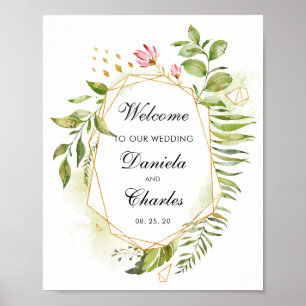 Floral Green Foliage Wedding Welcome Sign