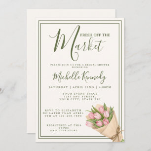 Floral Green Fresh Off The Market Bridal Shower  Invitation