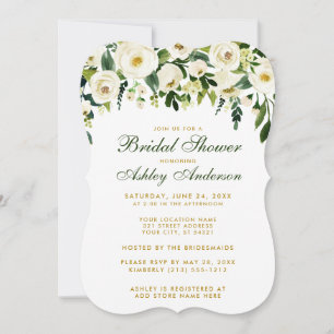 Floral Green Gold Bridal Shower Invite GB