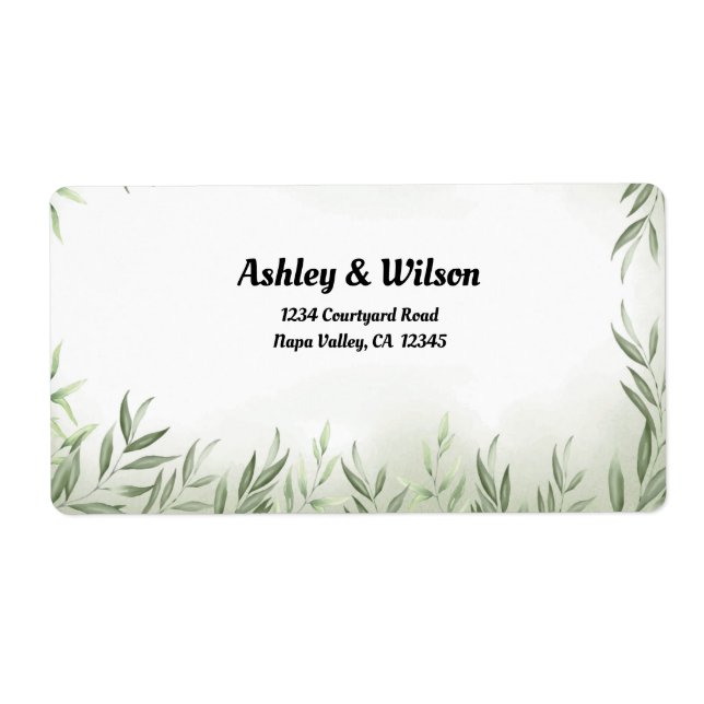 Floral Green Leaves Design Return Address Label (Front)