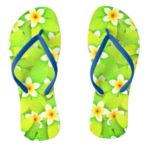 Floral Green Leaves Yellow Flowers Pattern-61717 Flip Flops