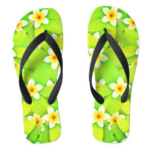 Floral Green Leaves Yellow Flowers Pattern-61717 Flip Flops