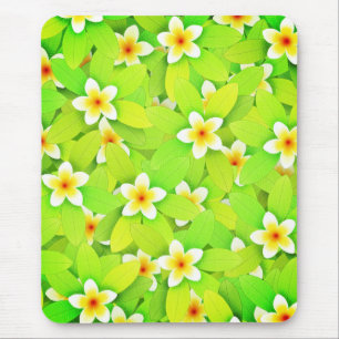 Floral Green Leaves Yellow Flowers Pattern-61717 Mouse Mat