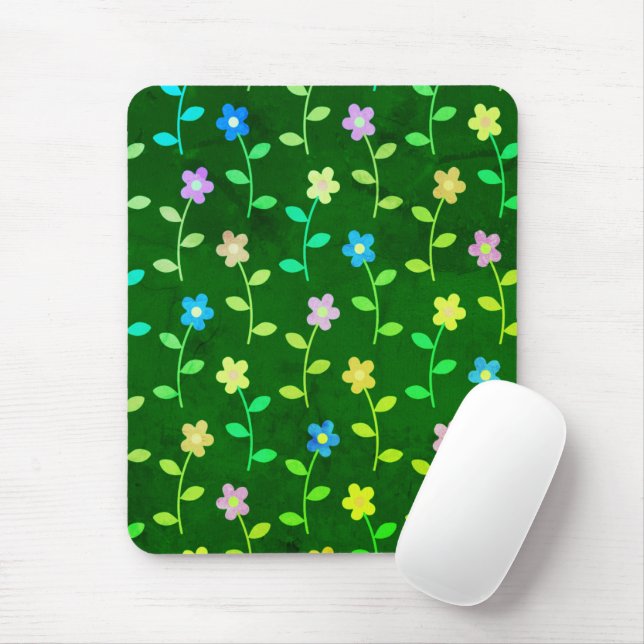 Floral Green Mouse Mat (With Mouse)
