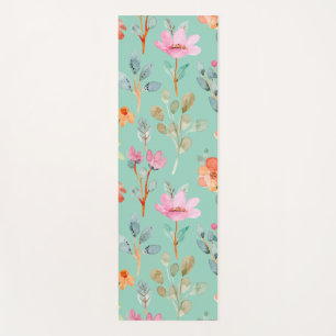 Floral Green Personalised Yoga Mat for Women