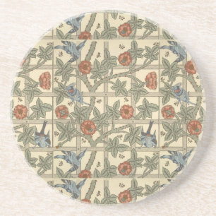 Floral Green Pink Vintage William Morris Trellis Coaster