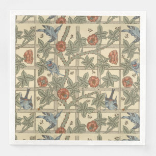 Floral Green Pink Vintage William Morris Trellis Napkin