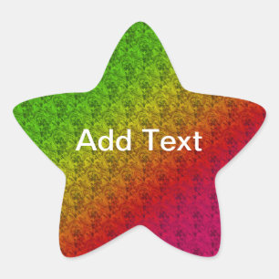 Floral Green Red Rainbow Gradient Diagonal Blend Star Sticker