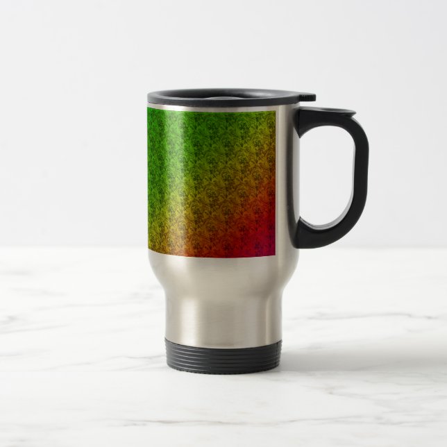Floral Green Red Rainbow Gradient Diagonal Blend Travel Mug (Right)