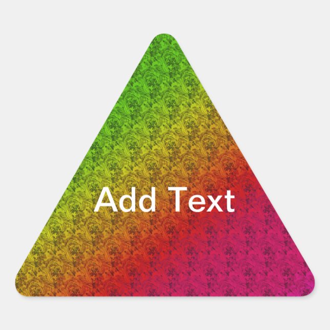 Floral Green Red Rainbow Gradient Diagonal Blend Triangle Sticker (Front)