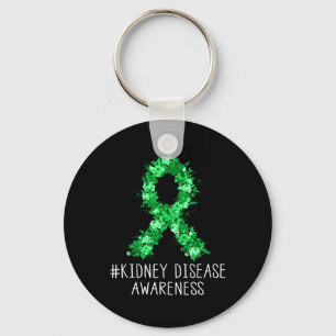 Floral Green Ribbon Gifts Kidney Disease Awareness Key Ring