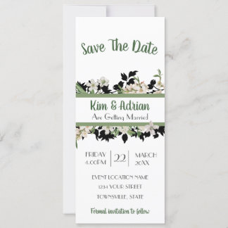 Floral Green Save The Date Invitation