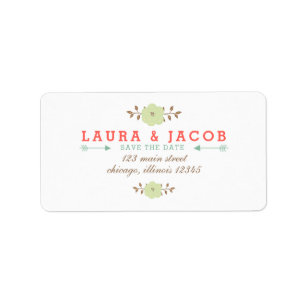 Floral Green Save the Date Label