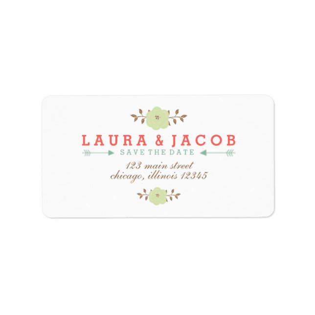 Floral Green Save the Date Label (Front)
