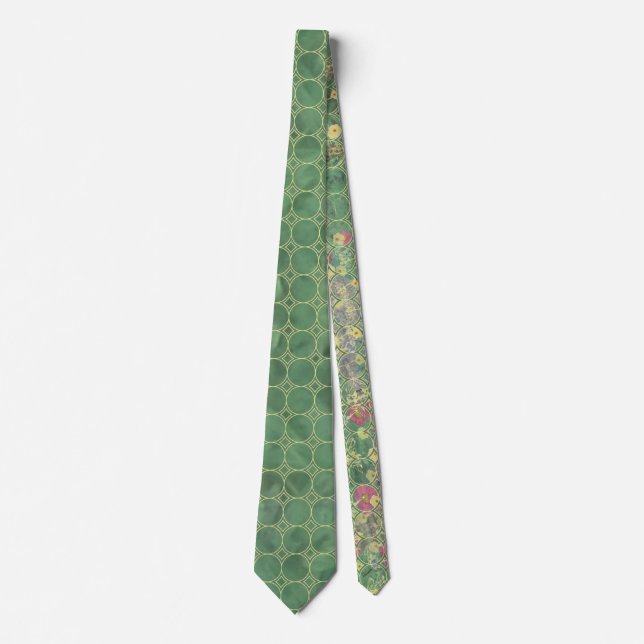 Floral Green Tile Neck Tie (Front)