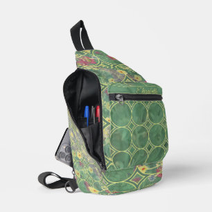 Floral Green Tile  Sling Bag