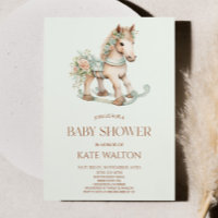 Floral Green Vintage Toy Rocking Horse Baby Shower
