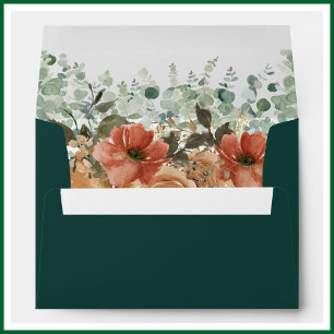 Floral Green Watercolor Wedding Envelope