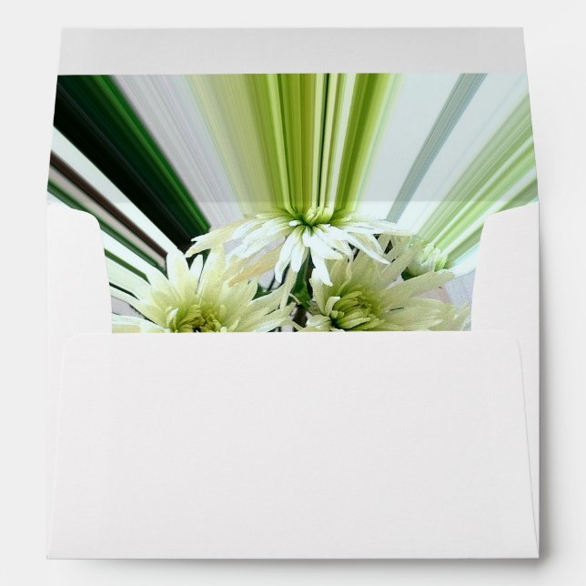 Floral Green White Striped Envelope (Back (Bottom))