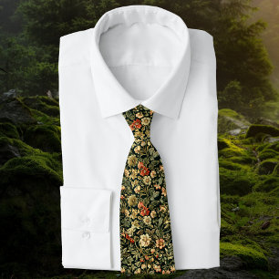 Floral Green William Morris Inspired Monogram Tie