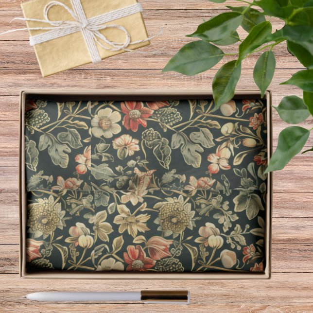 Floral Green William Morris Inspired Monogram Tissue Paper (Creator Uploaded)
