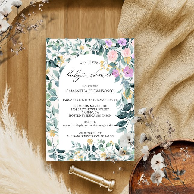 Floral Greenary Budget Baby Shower Invitation (Creator Uploaded)