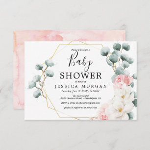Floral Greenery Baby Shower Invitation Card
