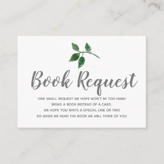 Floral greenery books for baby book request card