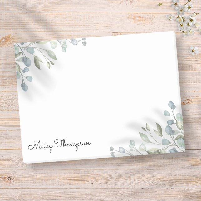 Floral Greenery Border Monogram Name Post-it Notes (Floral Greenery Border Monogram Name Post-it Notes)