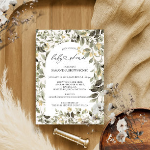 Floral Greenery Budget Baby Shower Invitation