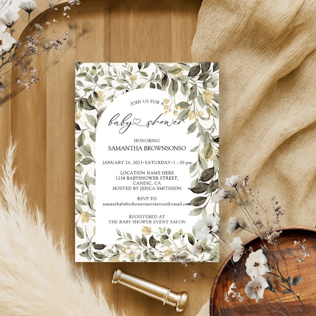 Floral Greenery Budget Baby Shower Invitation (Creator Uploaded)