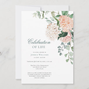 Floral Greenery Celebration of Life Funeral Invitation
