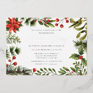 Floral Greenery Christmas Party Silver