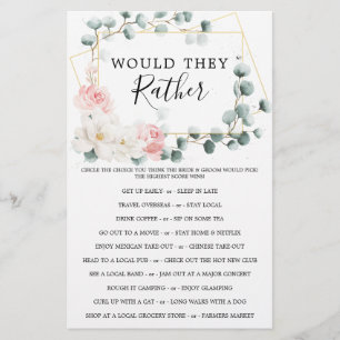 Floral Greenery Double Sided Bridal Shower Games