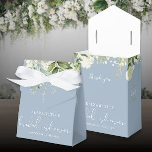 Floral Greenery Dusty Blue Bridal Shower Favour Box