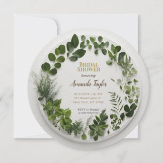 Floral Greenery Elegant Bridal Shower Invitation