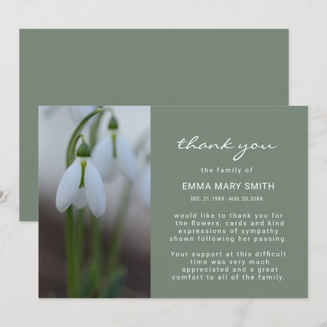 Floral  Greenery Elegant Memorial Card (Front/Back)