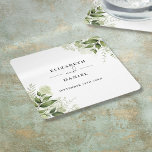 Floral Greenery Elegant Modern Wedding Square Paper Coaster<br><div class="desc">Elegant floral greenery wedding coasters personalised with your names and special wedding date. Designed by Thisisnotme©</div>