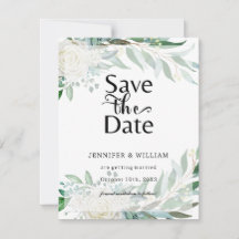 Floral Greenery Elegant Save The Date Card