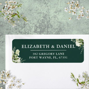 Floral Greenery Emerald Wedding Return Address