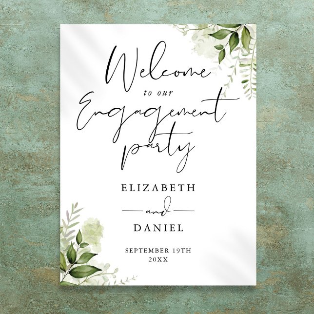 Floral Greenery Engagement Party Welcome Sign (Floral Greenery Engagement Party Welcome Sign)