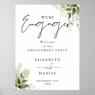 Floral Greenery Engagement Party Welcome Sign