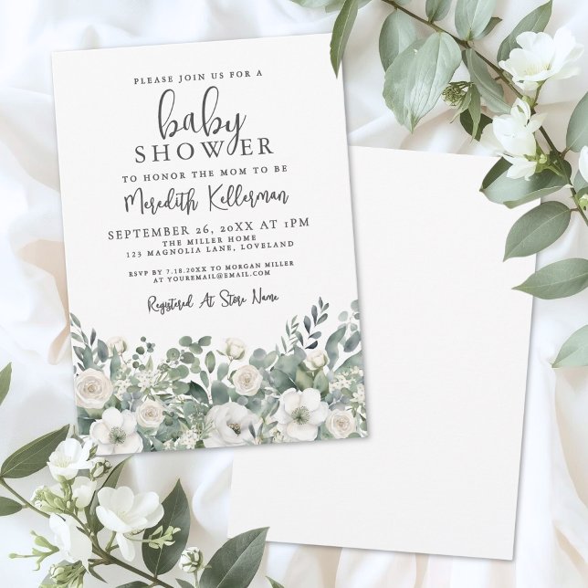 Floral Greenery Eucalyptus Baby Shower Invitation (Floral Greenery Eucalyptus Baby Shower Invitation)