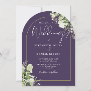 Floral Greenery Floral Gold Arch Monogram Wedding Invitation
