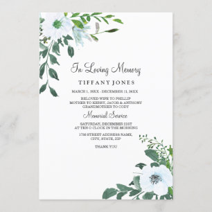 Floral Greenery In loving memory memorial service Programme