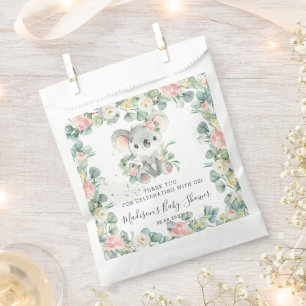 Floral Greenery Koala Baby Girl Shower Birthday Favour Bags