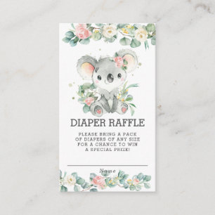 Floral Greenery Koala Baby Shower Diaper Raffle Enclosure Card