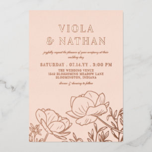 Floral Greenery Line Art Blush & Rose Gold Wedding