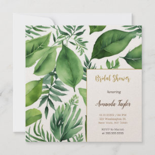 Floral Greenery Minimal Calligraphy Bridal Shower Invitation